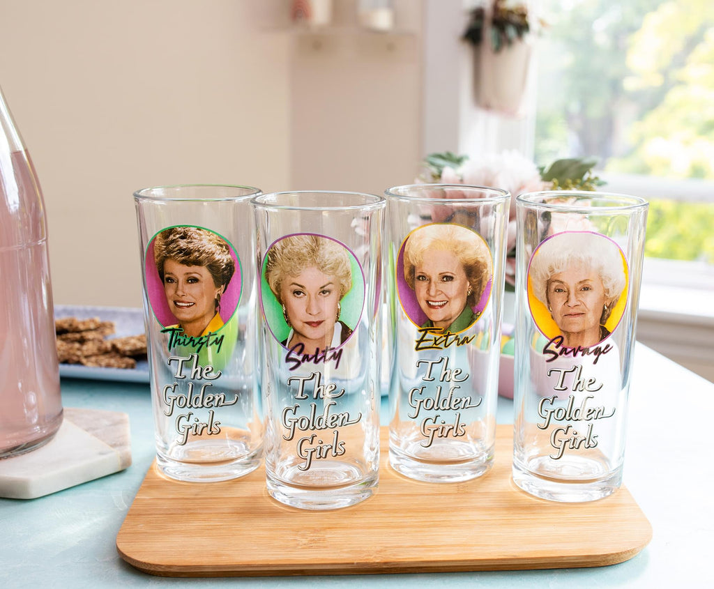 The Golden Girls Frames Logo 10-Ounce Tumbler Glasses | Set of 4