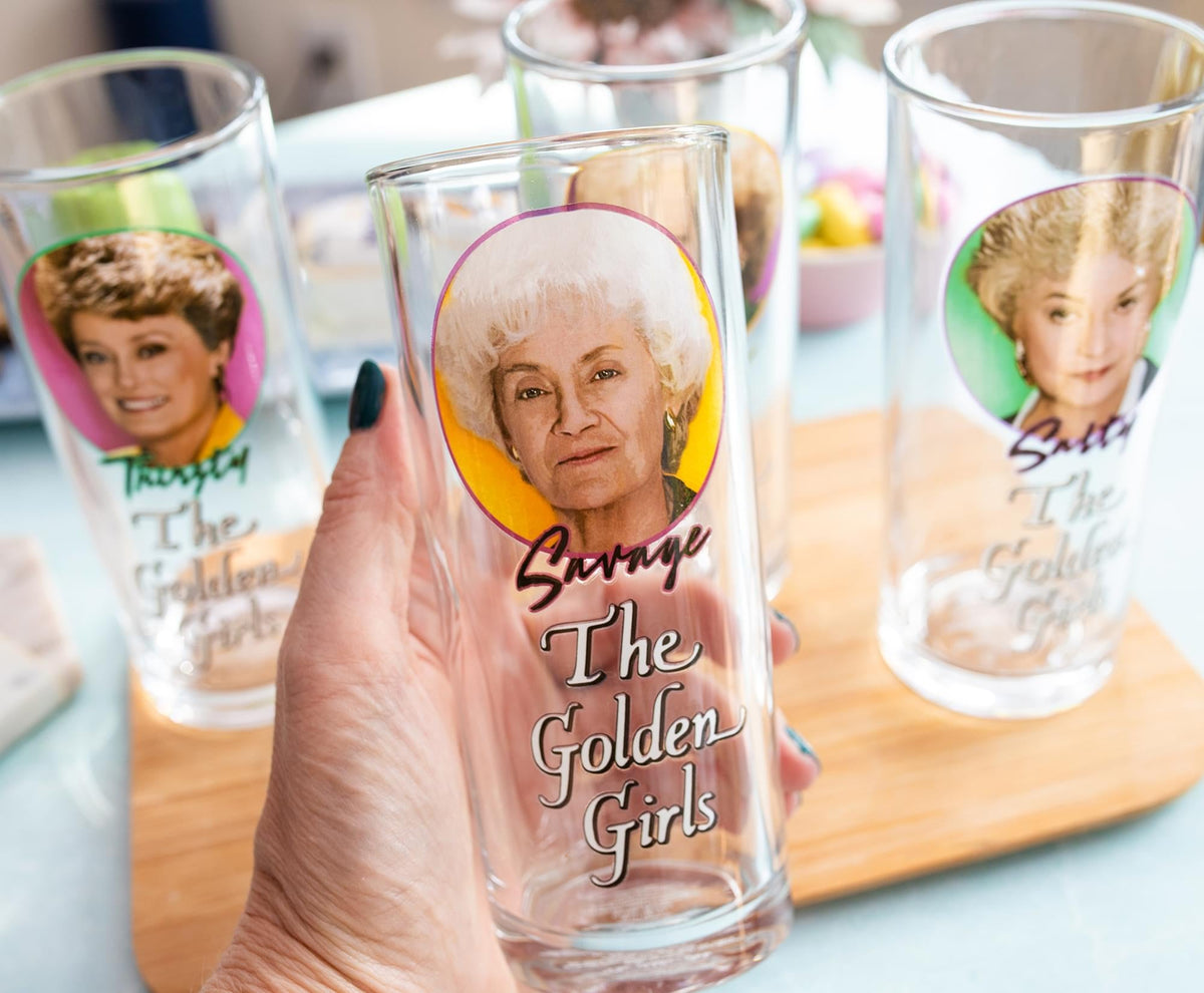 The Golden Girls Frames Logo 10-Ounce Tumbler Glasses | Set of 4