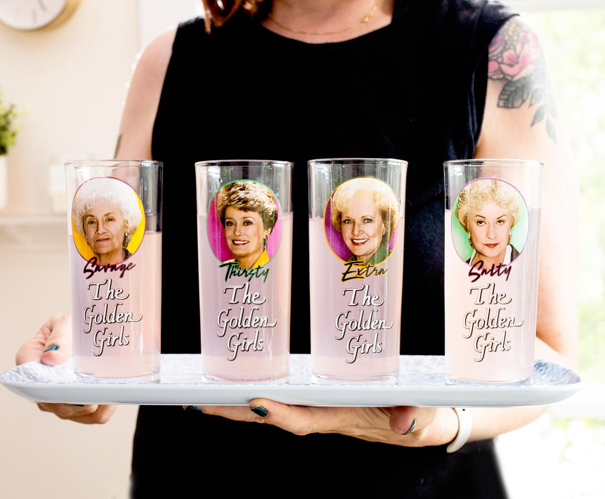 The Golden Girls Frames Logo 10-Ounce Tumbler Glasses | Set of 4