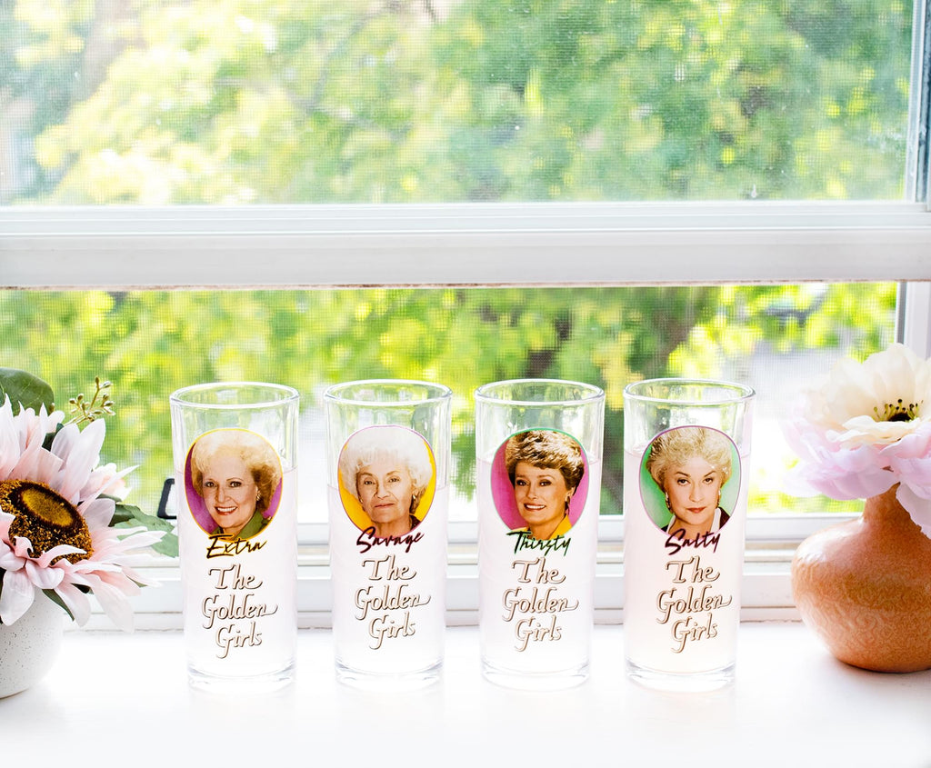 The Golden Girls Frames Logo 10-Ounce Tumbler Glasses | Set of 4
