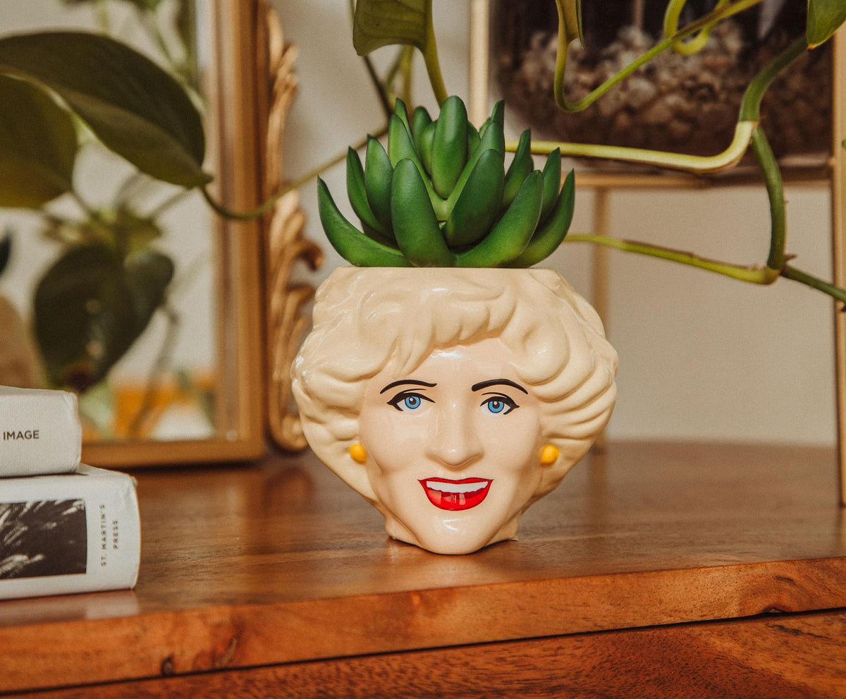 The Golden Girls Rose 3-Inch Ceramic Mini Planter With Artificial Succulent