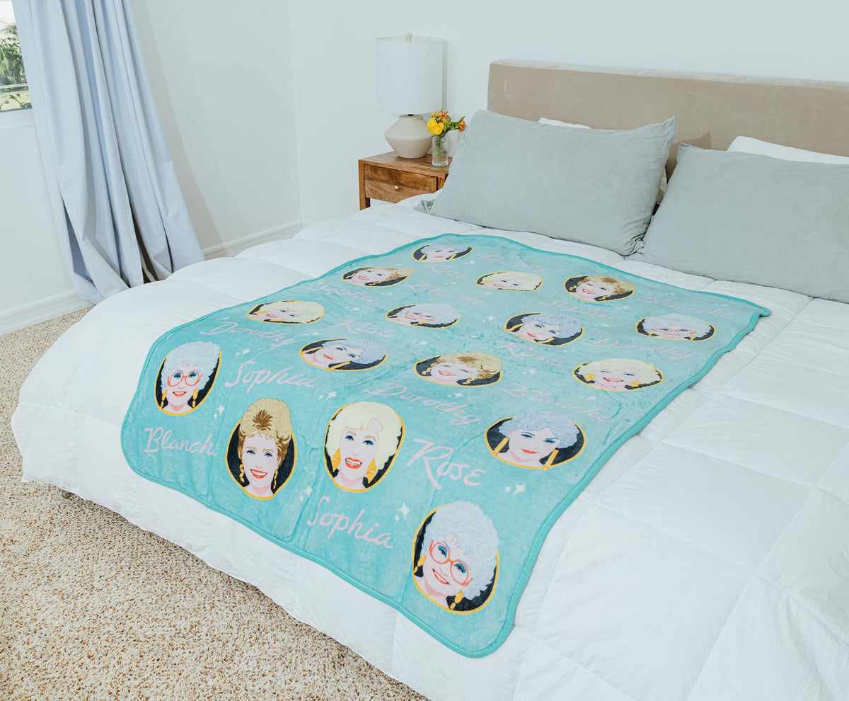 The Golden Girls Character Faces Fleece Throw Blanket | 45 x 60 Inches