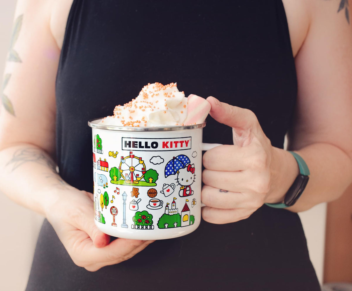 Sanrio Hello Kitty Destination Town Enamel Camper Mug | Holds 21 Ounces