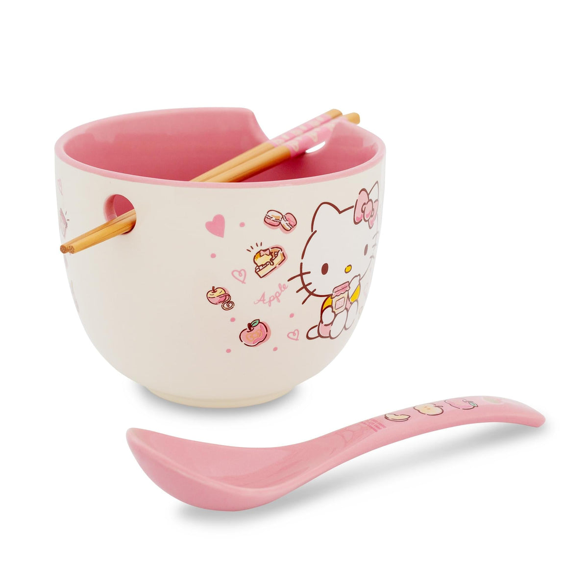 Sanrio Hello Kitty Apples and Cinnamon 20-Ounce Ramen Bowl and Chopstick Set