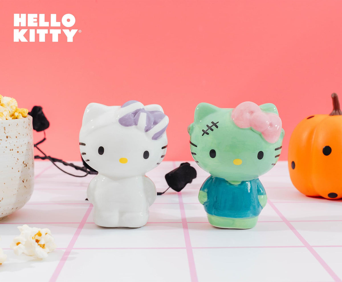 Sanrio Hello Kitty Mummy and Frankenstein Ceramic Salt and Pepper Shaker Set
