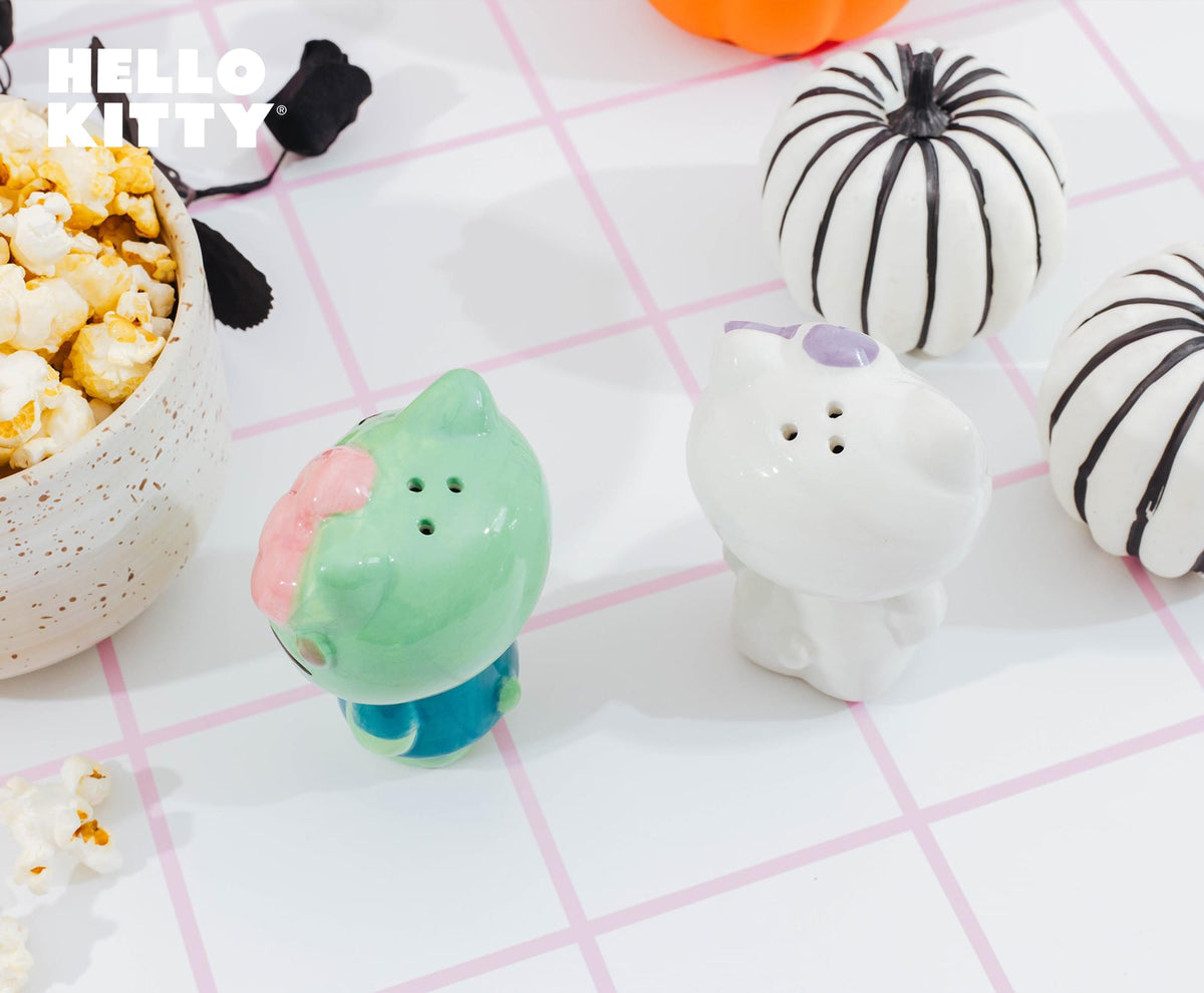 Sanrio Hello Kitty Mummy and Frankenstein Ceramic Salt and Pepper Shaker Set