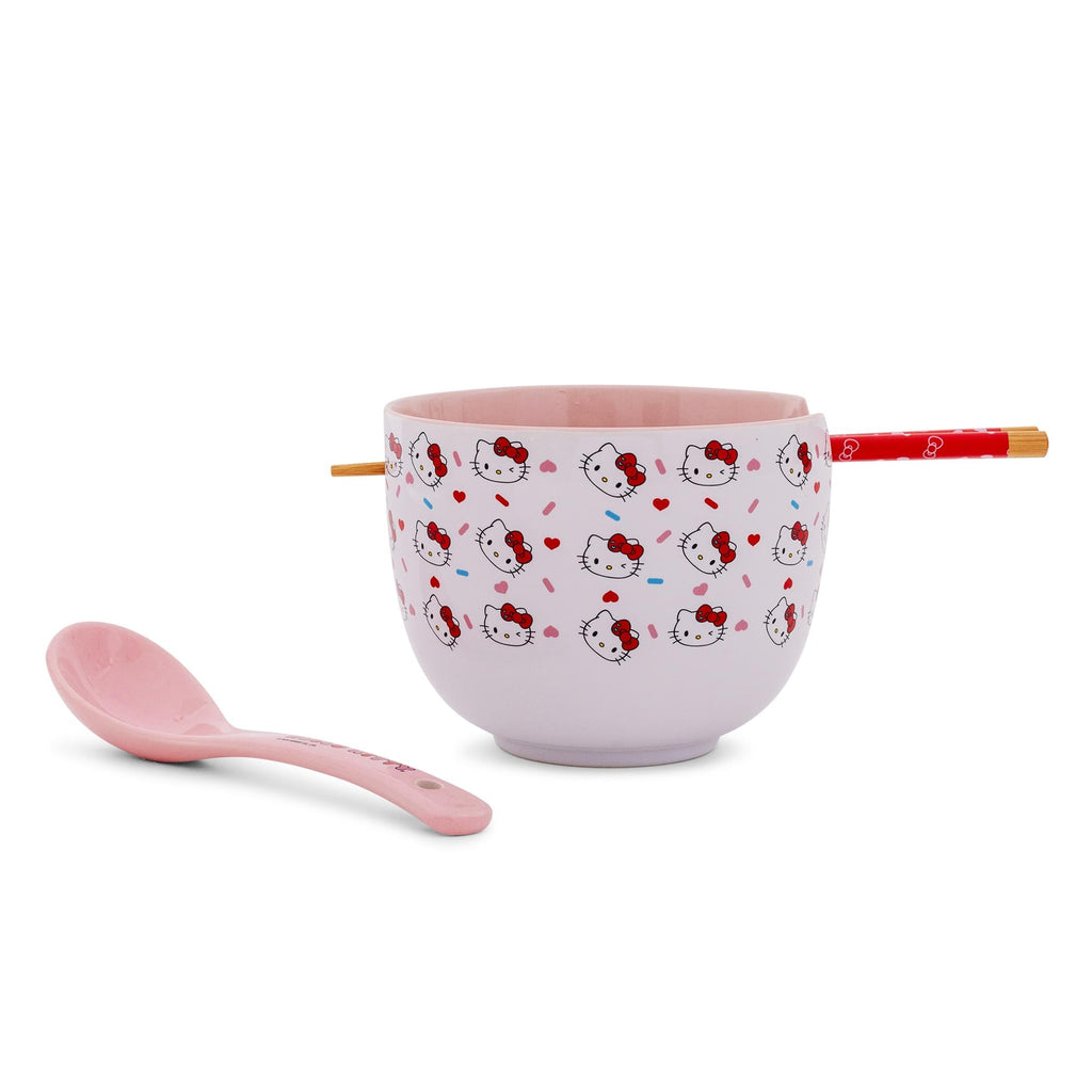 Sanrio Hello Kitty Sprinkles 20-Ounce Ramen Bowl, Chopsticks, and Spoon Set