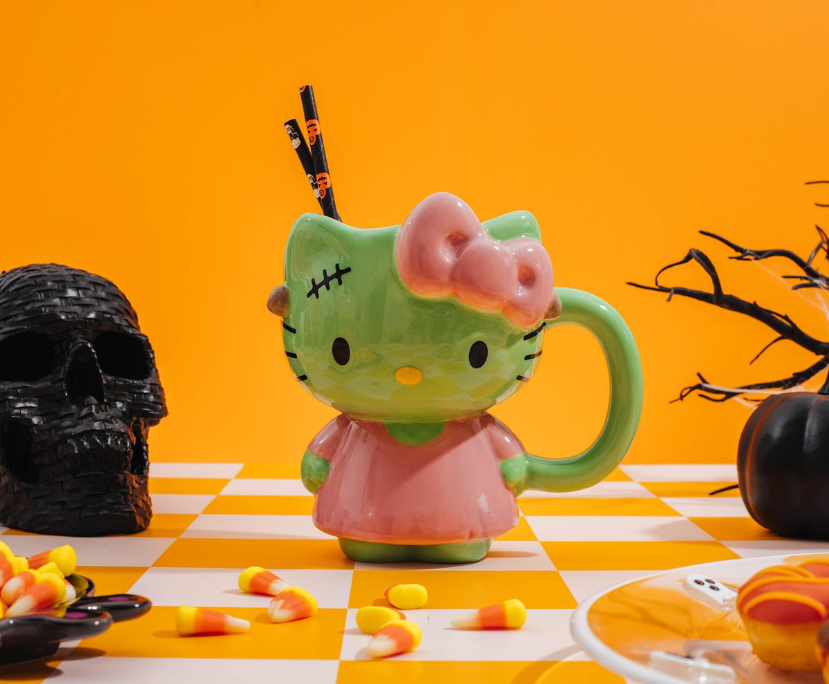 Sanrio Hello Kitty Frankenstein Pink Dress 20-Ounce Ceramic 3D Sculpted Mug