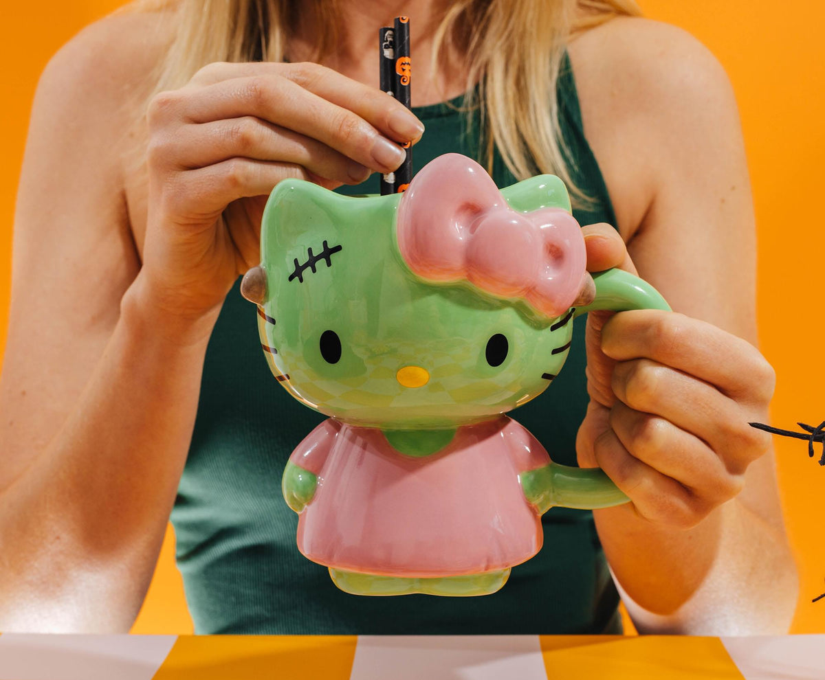 Sanrio Hello Kitty Frankenstein Pink Dress 20-Ounce Ceramic 3D Sculpted Mug