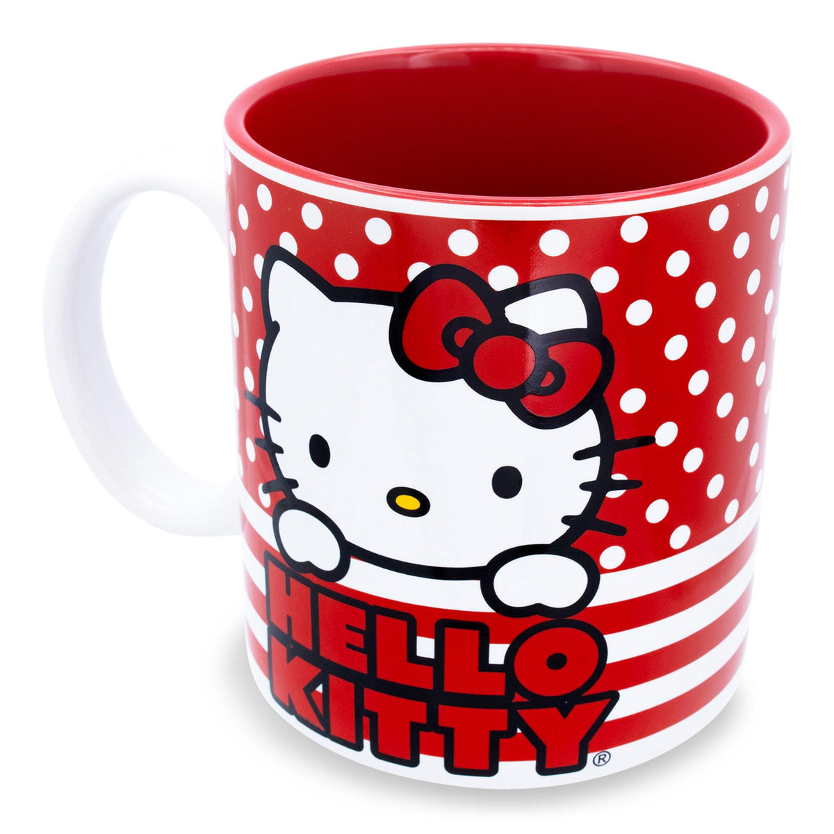 Sanrio Hello Kitty Dots And Stripes Ceramic Mug | Holds 20 Ounces
