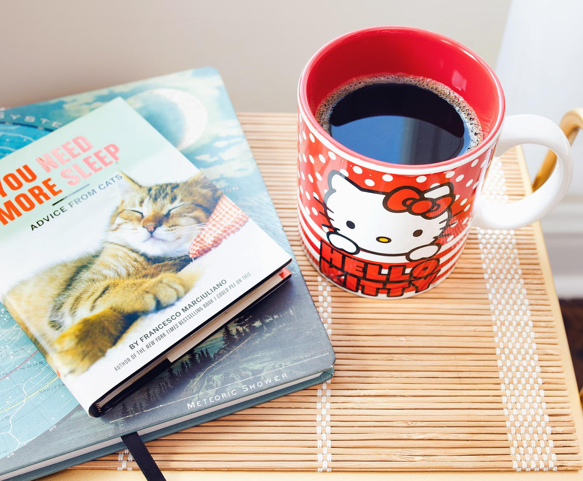 Sanrio Hello Kitty Dots And Stripes Ceramic Mug | Holds 20 Ounces