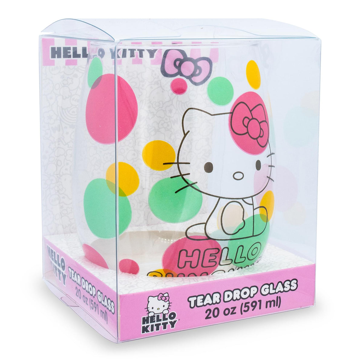 Sanrio Hello Kitty Loves Ice Cream Teardrop Stemless Wine Glass | Holds 20 Ounce