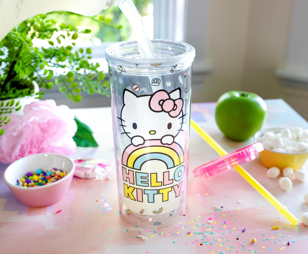Sanrio Hello Kitty Pastel Rainbow Carnival Cup With Lid | Holds 20 Ounces