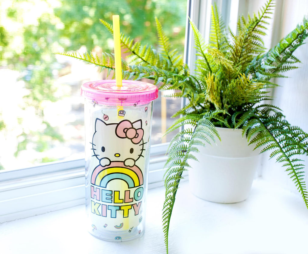 Sanrio Hello Kitty Pastel Rainbow Carnival Cup With Lid | Holds 20 Ounces