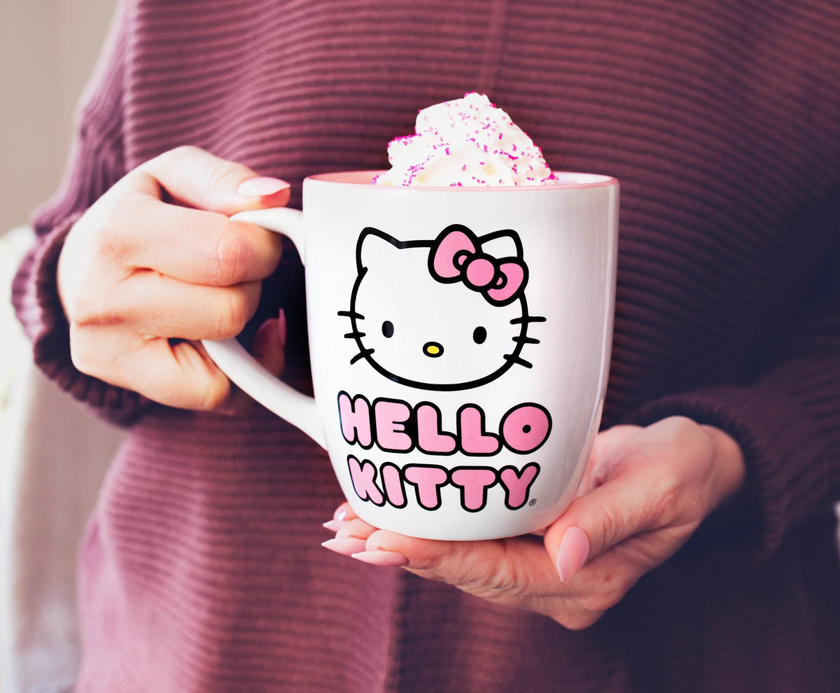 Sanrio Hello Kitty Perfect Pink 18-Ounce Ceramic Mug and Coaster Set