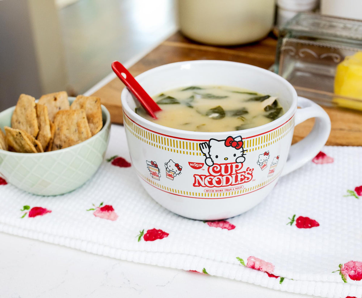 Sanrio Hello Kitty x Nissin Cup Noodles Soup Mug With Spoon | Holds 24 Ounces