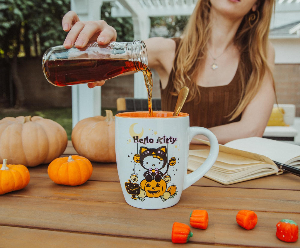 Sanrio Hello Kitty Pumpkin Patch Jumbo Curved Ceramic Latte Mug | Hold 25 Ounces