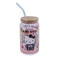 Sanrio Hello Kitty Skeleton 16-Ounce Glass Tumbler With Bamboo Lid and Straw