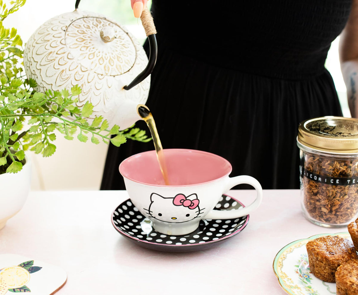Sanrio Hello Kitty Ceramic Teacup and Saucer Set