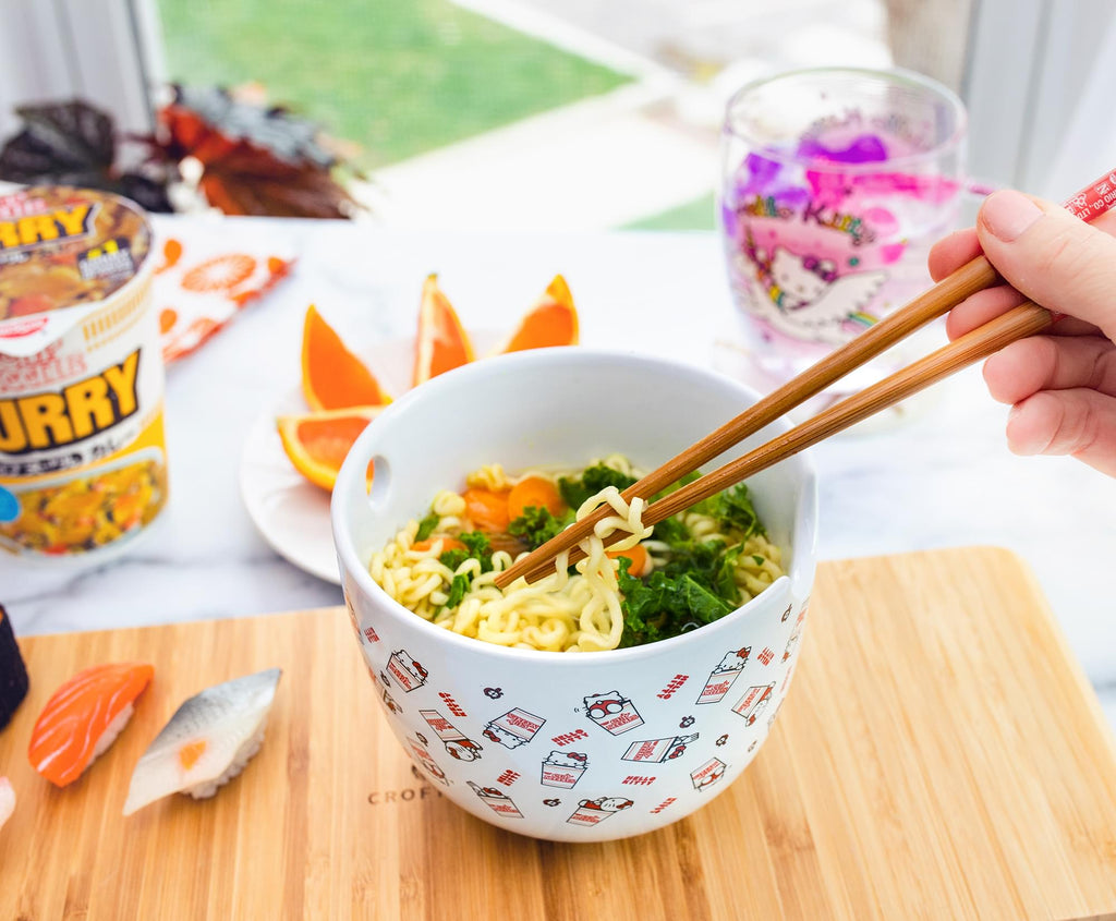Sanrio Hello Kitty x Nissin Cup Noodles Ceramic Ramen Bowl and Chopstick Set