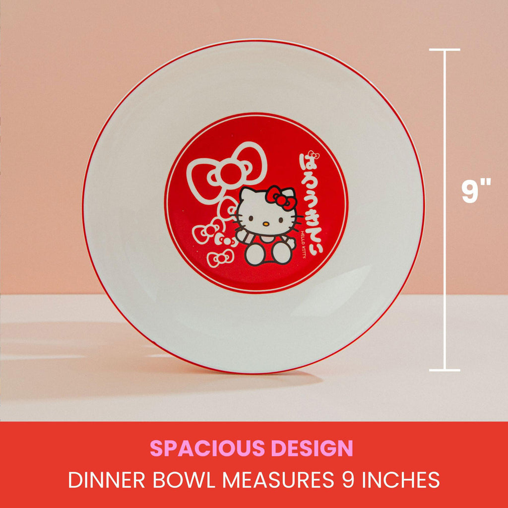 Sanrio Hello Kitty Red Bows 9-Inch Ceramic Coupe Dinner Bowl