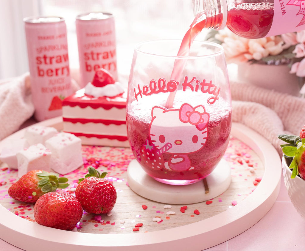 Sanrio Hello Kitty Strawberry Sip Stemless Wine Glass | Holds 20 Ounces