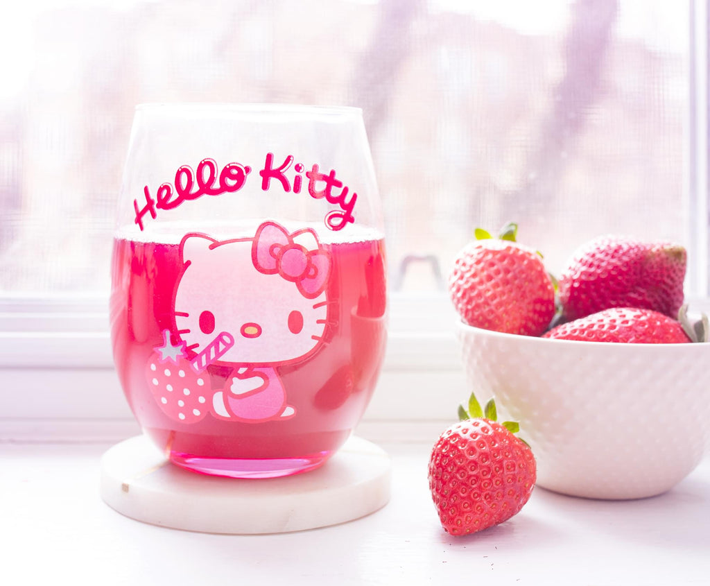 Sanrio Hello Kitty Strawberry Sip Stemless Wine Glass | Holds 20 Ounces