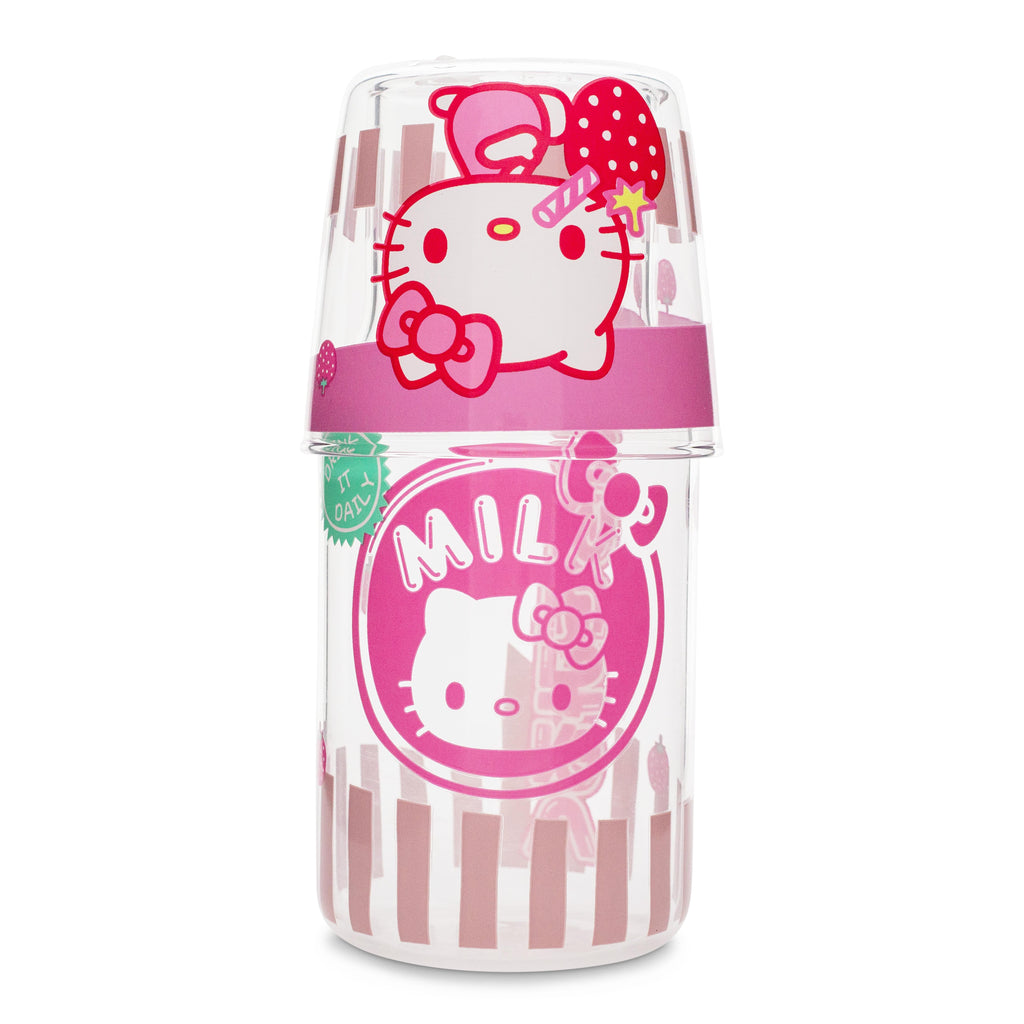 Sanrio Hello Kitty Strawberry Milk 18-Ounce Glass Pitcher and 8-Ounce Cup