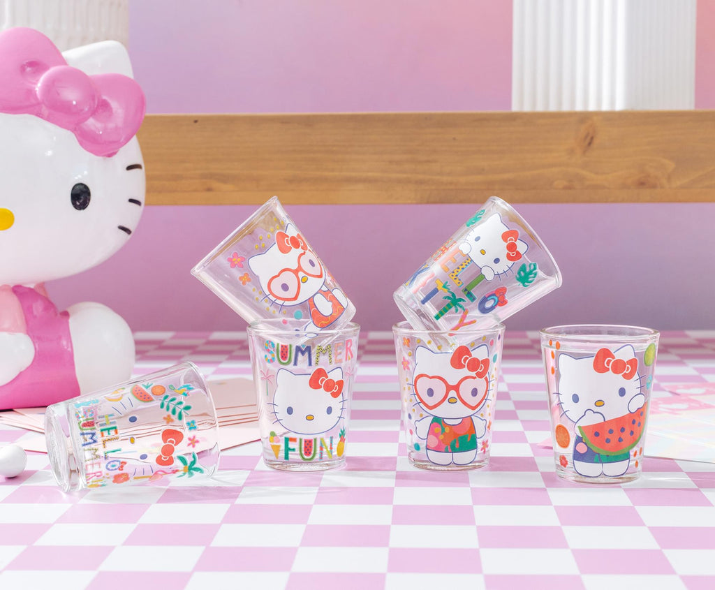 Sanrio Hello Kitty Summer Love 2-Ounce Mini Shot Glasses | Set of 6