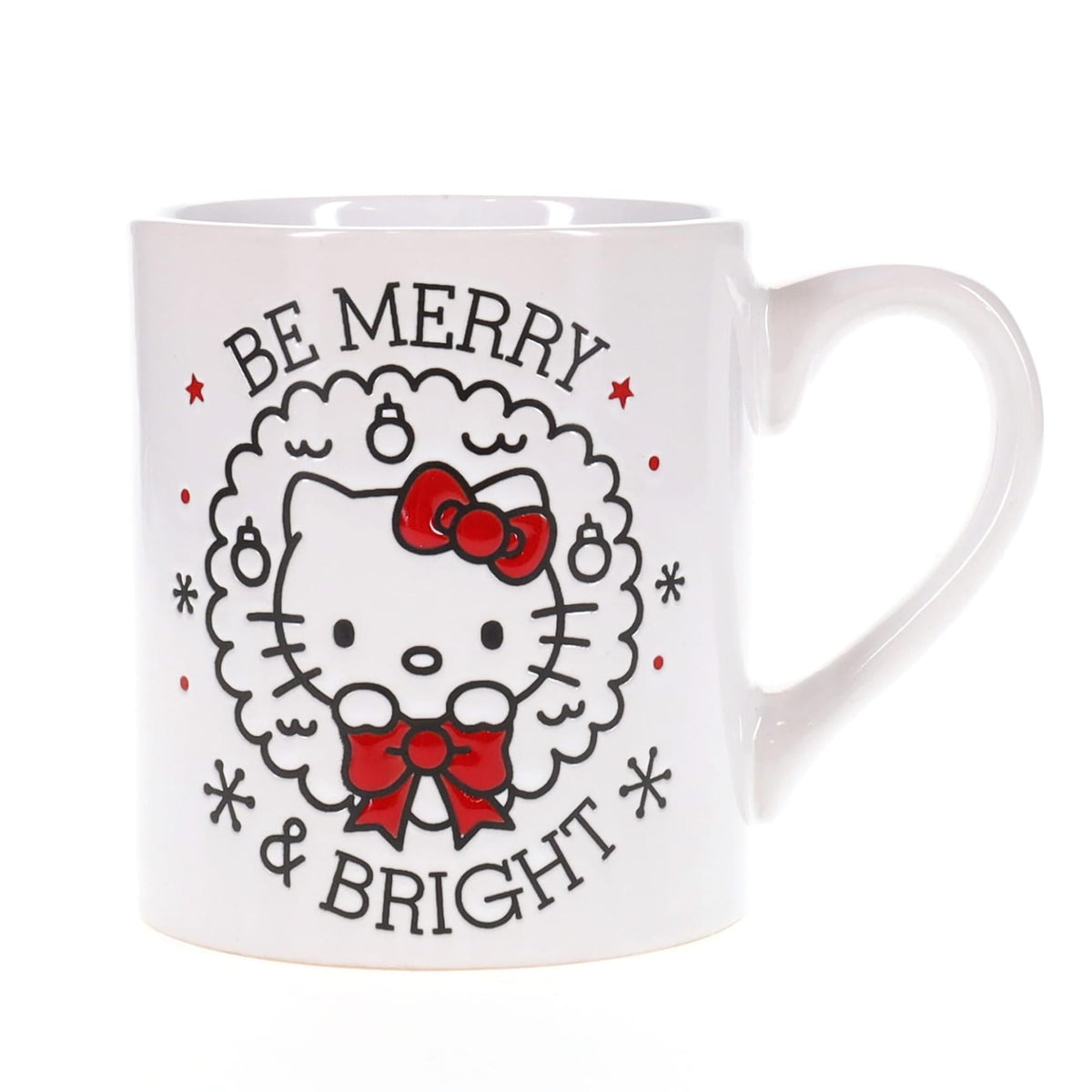 Sanrio Hello Kitty "Be Merry & Bright" Wax Resist Ceramic Mug | Holds 14 Ounces