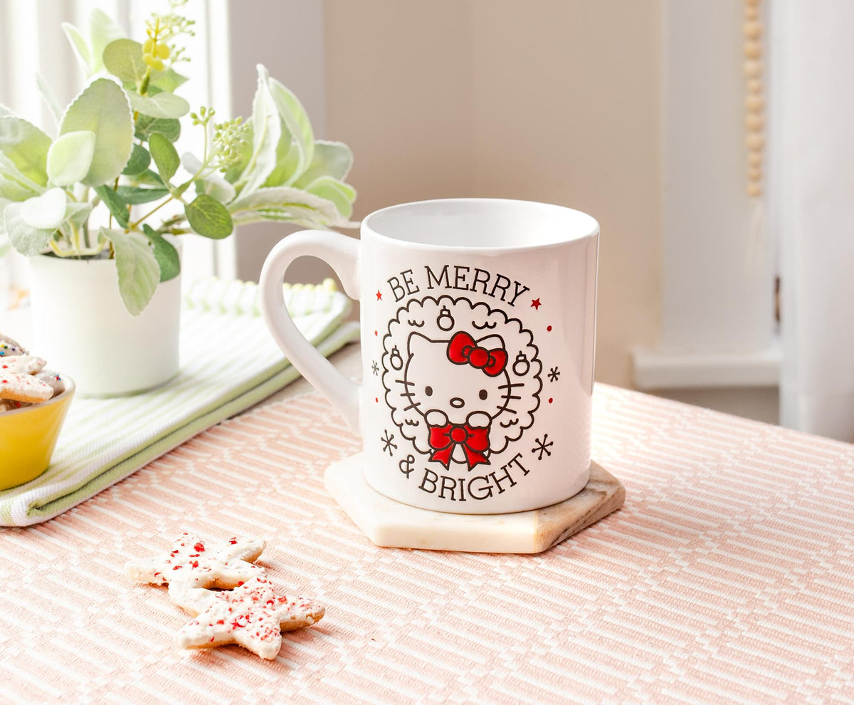 Sanrio Hello Kitty "Be Merry & Bright" Wax Resist Ceramic Mug | Holds 14 Ounces