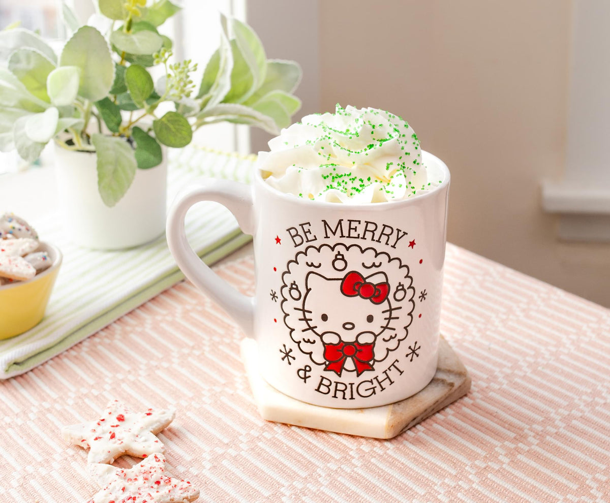 Sanrio Hello Kitty "Be Merry & Bright" Wax Resist Ceramic Mug | Holds 14 Ounces