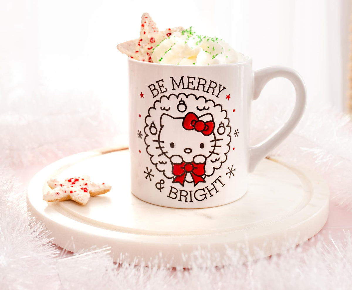 Sanrio Hello Kitty "Be Merry & Bright" Wax Resist Ceramic Mug | Holds 14 Ounces