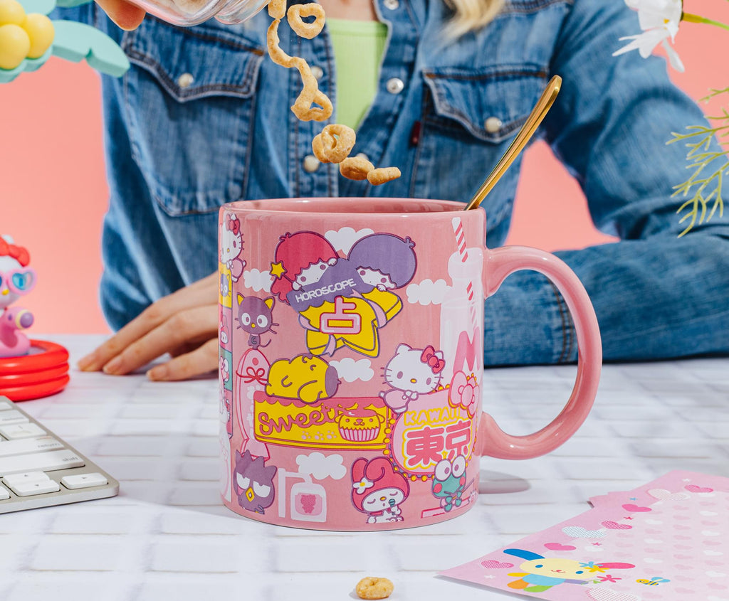 Sanrio Hello Kitty and Friends Icons Pink Ceramic Mug | 20 Ounces