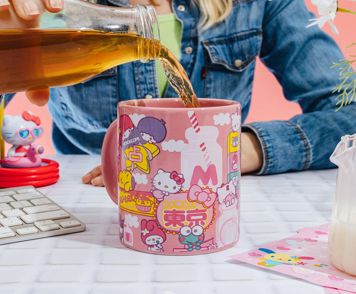 Sanrio Hello Kitty and Friends Icons Pink Ceramic Mug | 20 Ounces