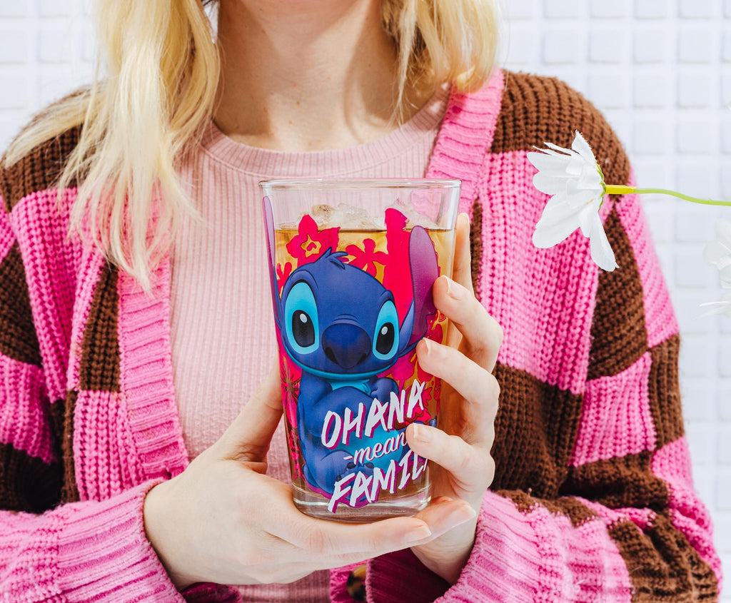 Disney Lilo & Stitch "Ohana Means Family" Pint Glass | Holds 16 Ounces