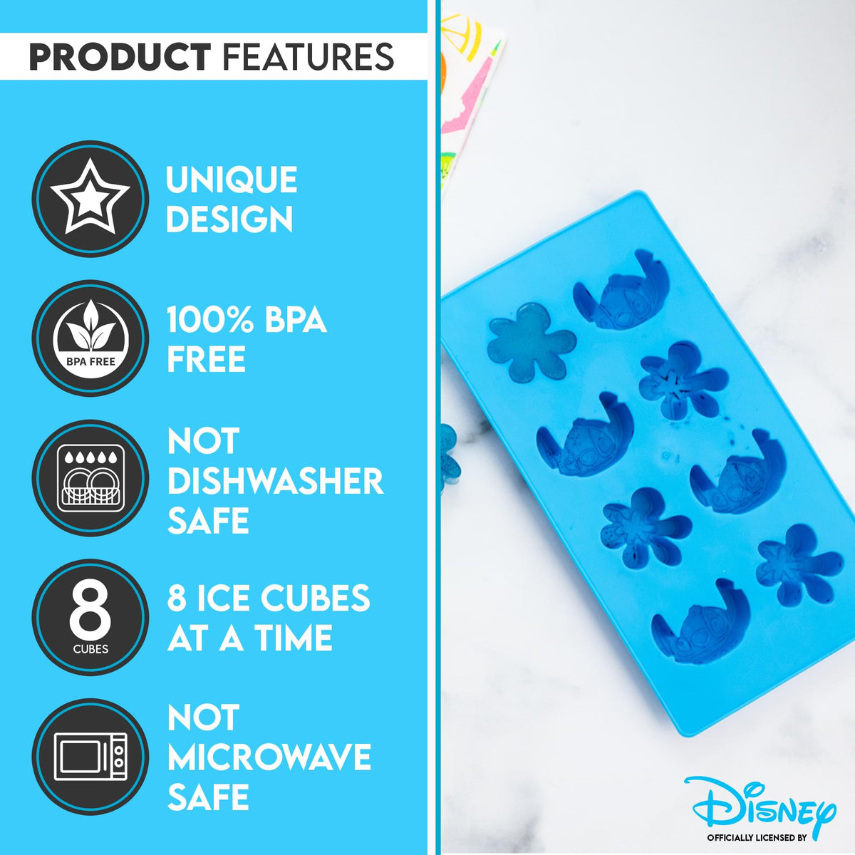 Disney Lilo & Stitch Silicone Mold Ice Cube Tray | Makes 8 Cubes
