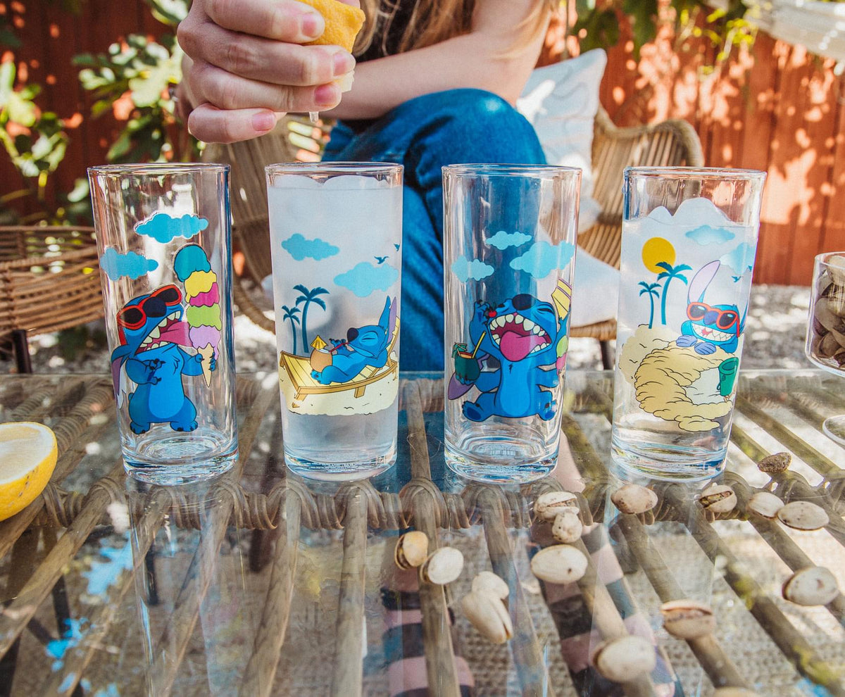Disney Lilo & Stitch Beach Day 10-Ounce Tumbler Glasses | Set of 4