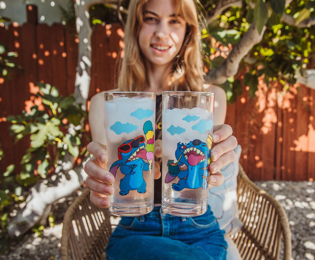 Disney Lilo & Stitch Beach Day 10-Ounce Tumbler Glasses | Set of 4