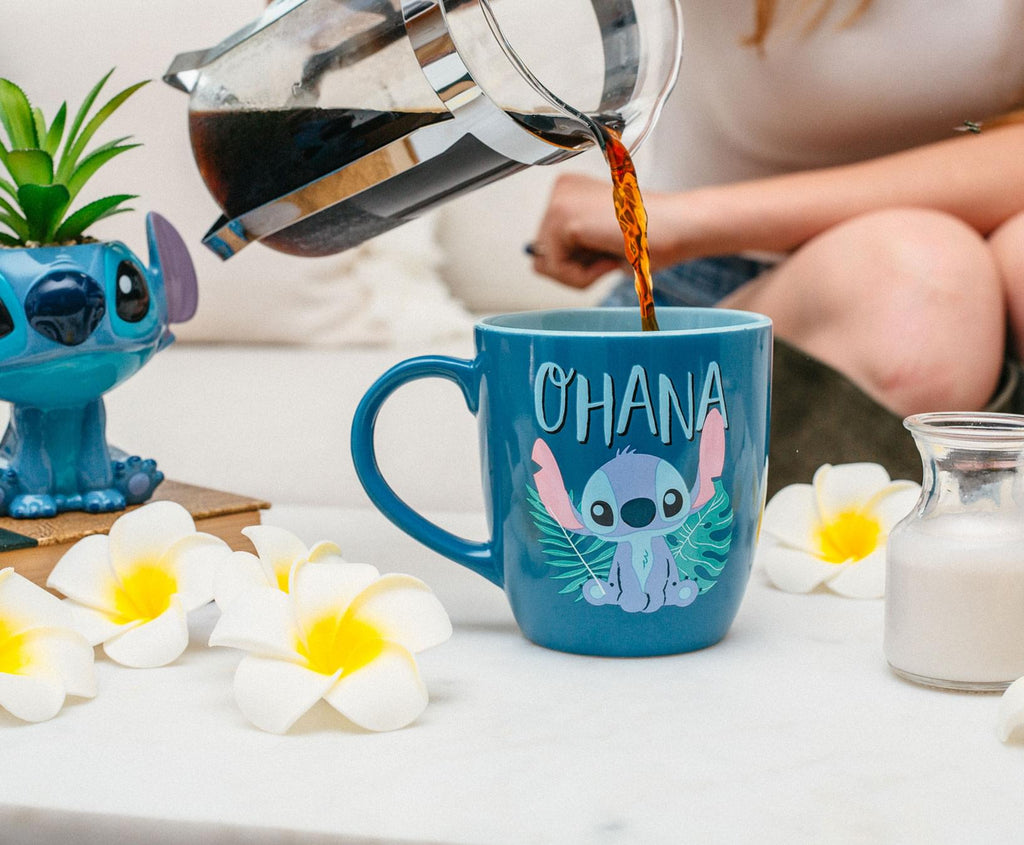 Disney Lilo & Stitch "Ohana" Hawaiian Palm Ceramic Mug | Holds 18 Ounces