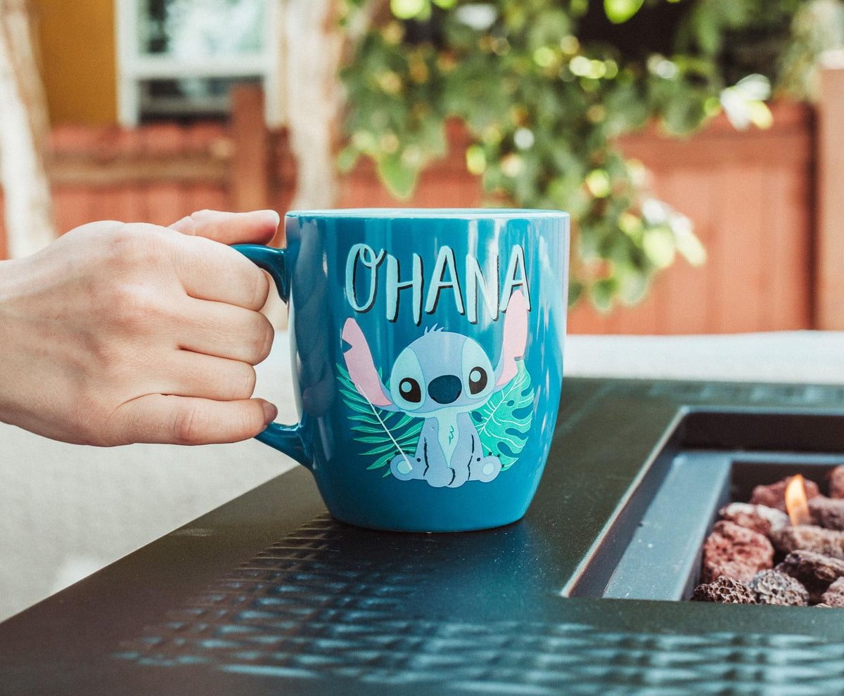 Disney Lilo & Stitch "Ohana" Hawaiian Palm Ceramic Mug | Holds 18 Ounces
