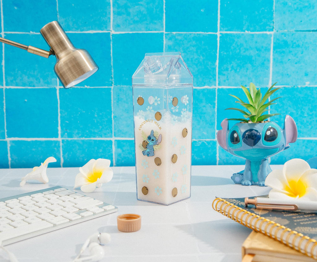 Disney Lilo & Stitch Coconuts Plastic Milk Carton Bottle | Holds 16 Ounces