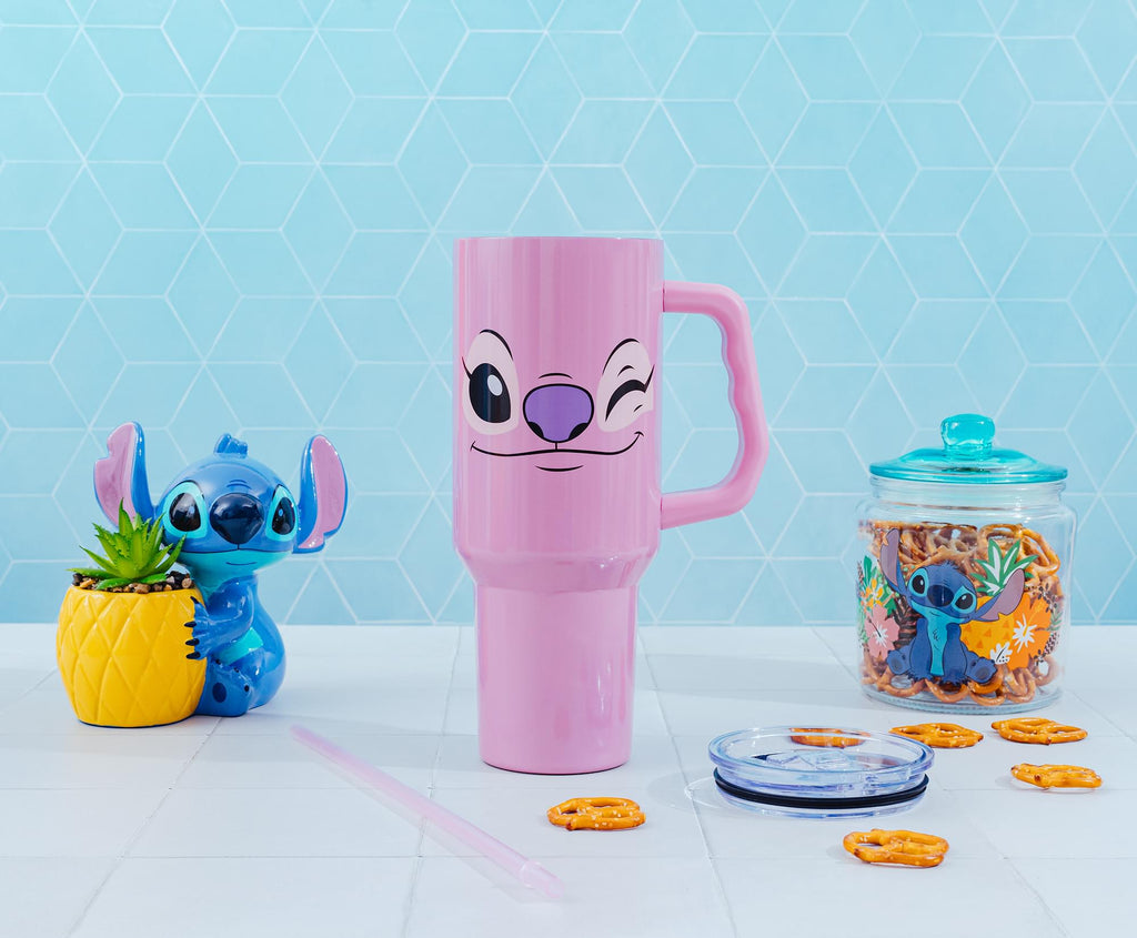 Disney Lilo & Stitch Angel Stainless Steel Tumbler With Handle | Holds 40 Ounces