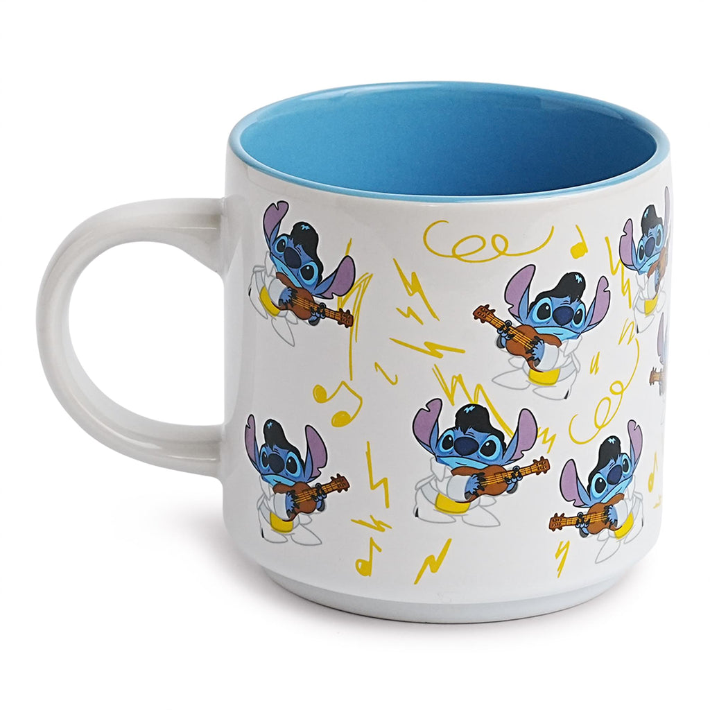 Disney Lilo & Stitch Elvis Playing Ukulele Ceramic Mug | Holds 13 Ounces