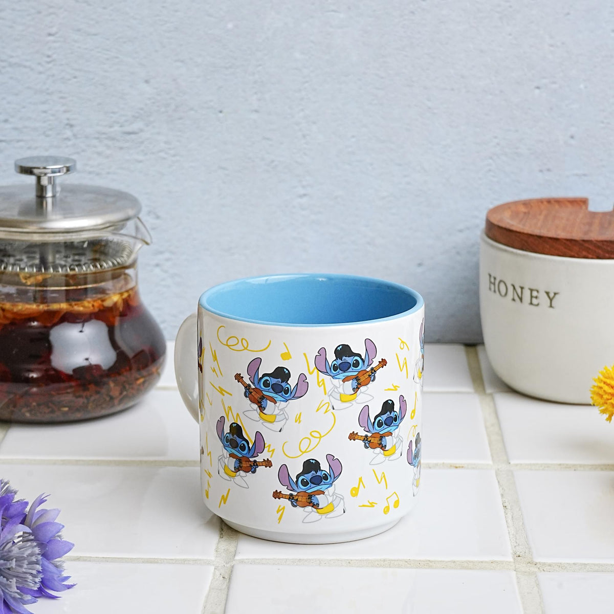 Disney Lilo & Stitch Elvis Playing Ukulele Ceramic Mug | Holds 13 Ounces