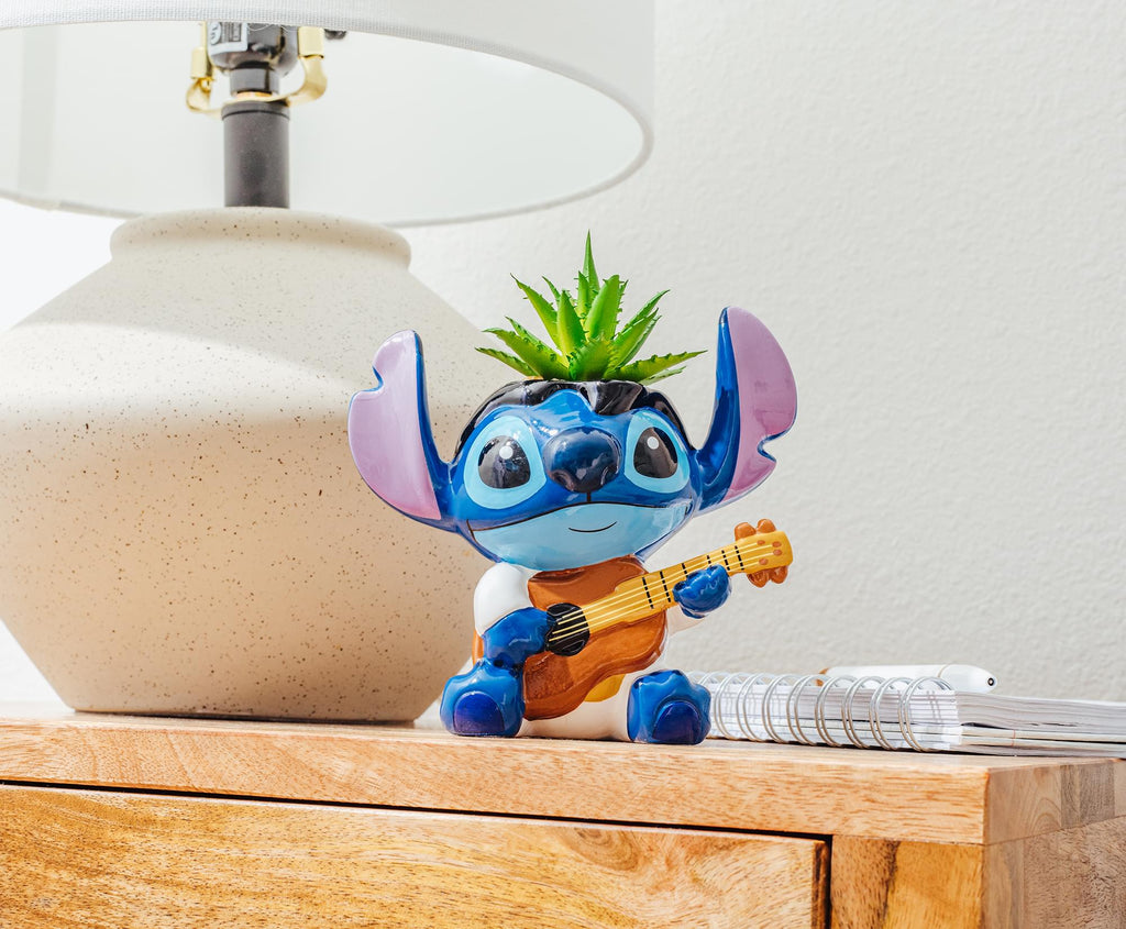 Disney Lilo & Stitch Elvis 6-Inch Ceramic Mini Planter With Artificial Succulent