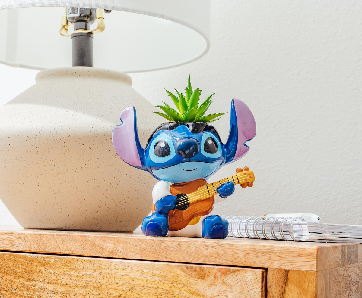 Disney Lilo & Stitch Elvis 6-Inch Ceramic Mini Planter With Artificial Succulent