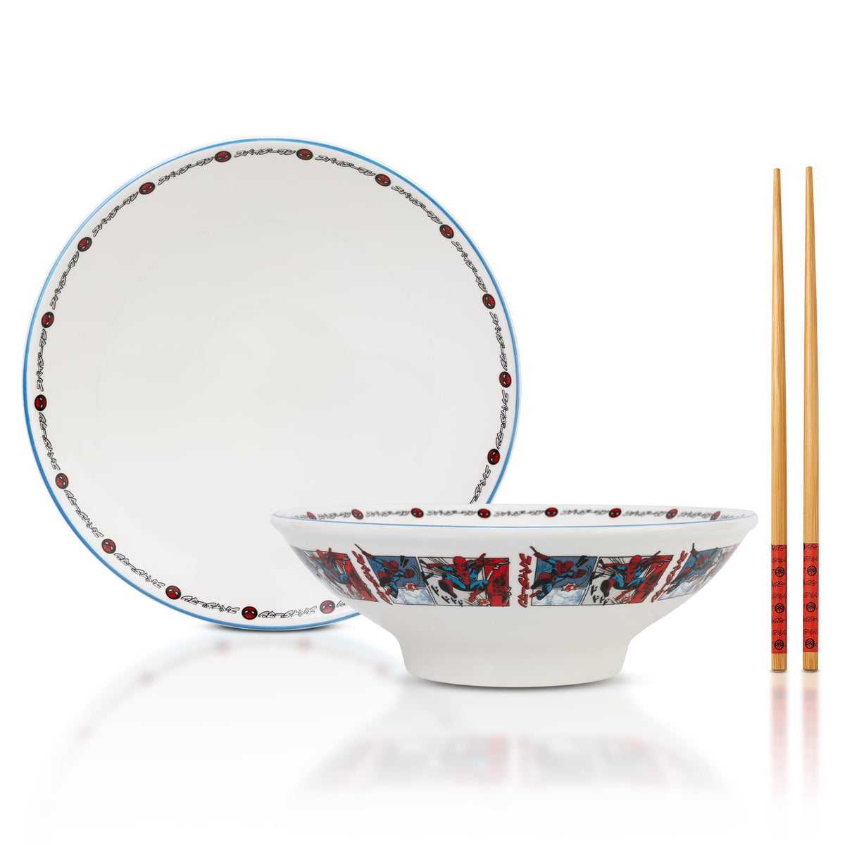 Marvel Spider-Man Manga Panels 30-Ounce Ramen Bowl and Chopstick Set