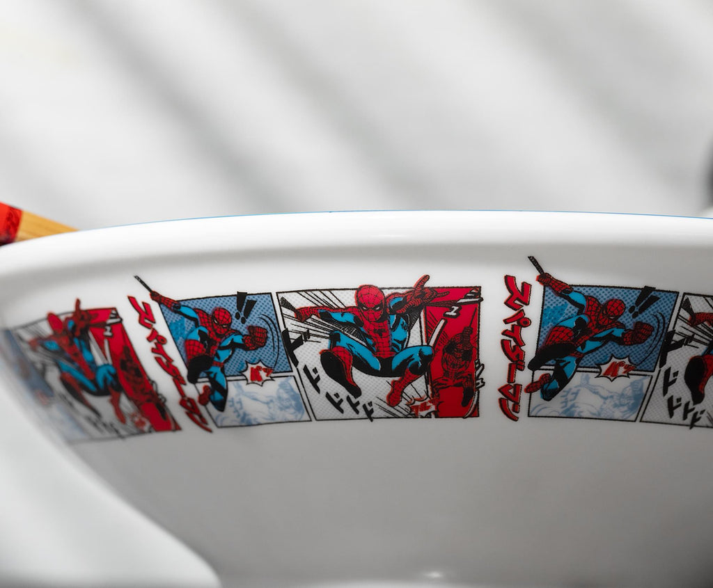 Marvel Spider-Man Manga Panels 30-Ounce Ramen Bowl and Chopstick Set