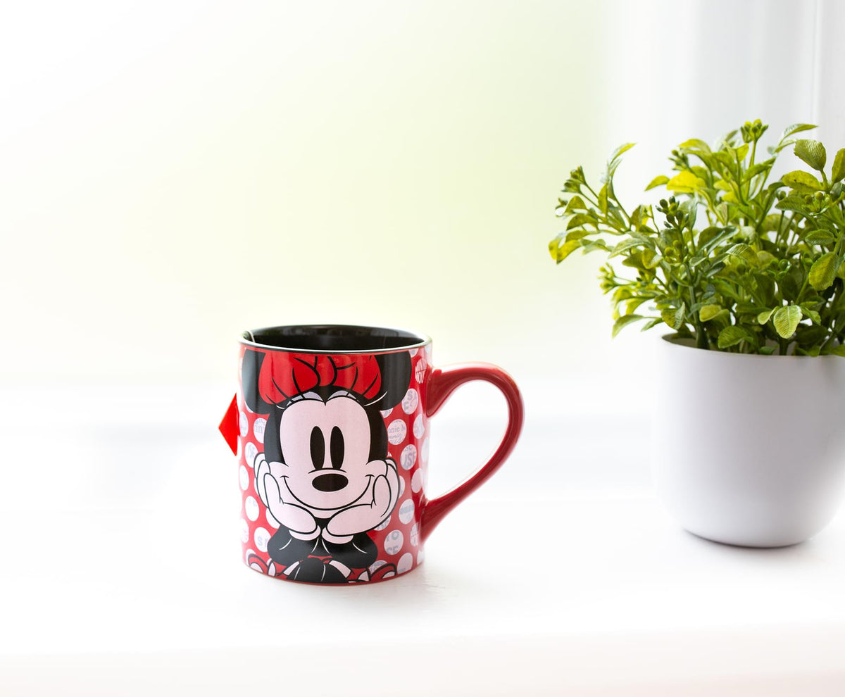 Disney Minnie Mouse Rock the Dots Ceramic Coffee Mug | Holds 14 Ounces
